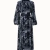AKRIS Silk Kaftan Dress With Croquis Druck