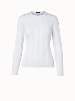 AKRIS Wool Silk Knit Lace Pullover