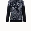 AKRIS Silk Knit Pullover With Croquis Print Crêpe Front
