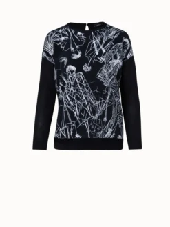 AKRIS Silk Knit Pullover With Croquis Print Crêpe Front -AKRIS Sales Store 741434 73ff63d5 8e14 4ad5 8f17 3d16839425f7