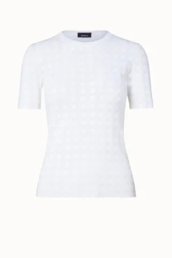 AKRIS Silk Cotton Square Jacquard Knit Pullover