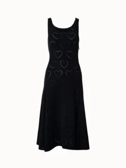 AKRIS Silk Cotton Knit Midi Dress With Hearts Ajouré -AKRIS Sales Store 741524