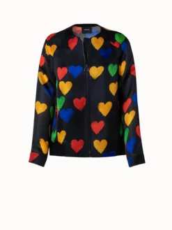 AKRIS Silk Organza Bomber Jacket With Hearts Print -AKRIS Sales Store 741588