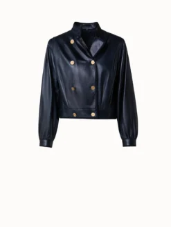 AKRIS Lambskin Double-Breasted Leather Jacket -AKRIS Sales Store 741729