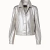 AKRIS Pearlized Lambskin Leather Jacket