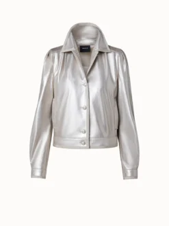 AKRIS Pearlized Lambskin Leather Jacket