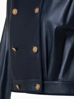 AKRIS Lambskin Double-Breasted Leather Jacket -AKRIS Sales Store 741821