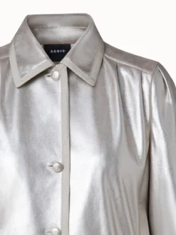 AKRIS Pearlized Lambskin Leather Jacket -AKRIS Sales Store 741825