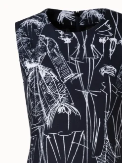 AKRIS Cotton Silk Double-Face Sheath Dress With Croquis Print -AKRIS Sales Store 750136