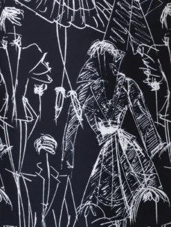 AKRIS Cotton Silk Double-Face Sheath Dress With Croquis Print -AKRIS Sales Store 750137