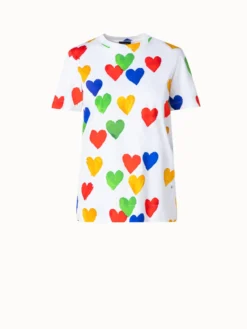 AKRIS Cotton Jersey T-Shirt With Hearts Druck
