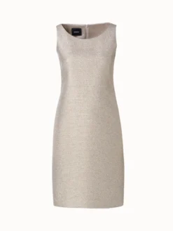 AKRIS Structured Metallic Techno Weave Sheath Dress