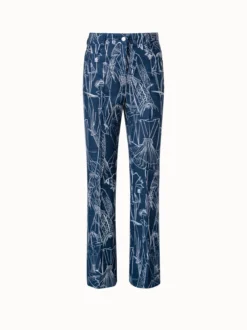 AKRIS Bootcut Denim Pants With Croquis Embroidery