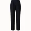 AKRIS Wool Double-Face Pleated Tapered Pants