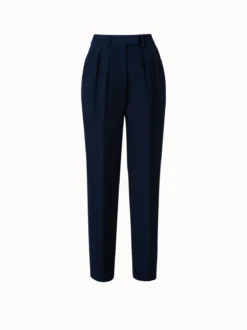 AKRIS Cotton Double-Face Pleated Tapered Pants