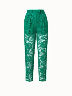 AKRIS Floral Techno Lace Pleated Tapered Pants