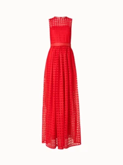 AKRIS Square Embroidery On Tulle Gown