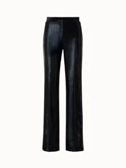 AKRIS Striped Techno Embroidery Straight Leg Pants