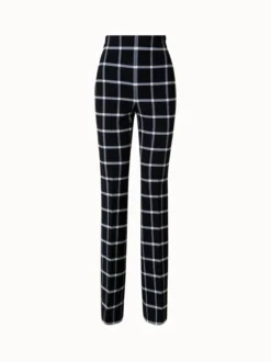 AKRIS Checked Wool Stretch Double-Face Bootcut Pants