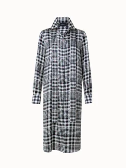 AKRIS Silk Satin Shirt Dress With Tweed Check Print -AKRIS Sales Store 769916 5c73c2f7 048b 4ed7 8807 bb08883eeb56