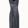 AKRIS Houndstooth Sequins On Organza Midi Dress