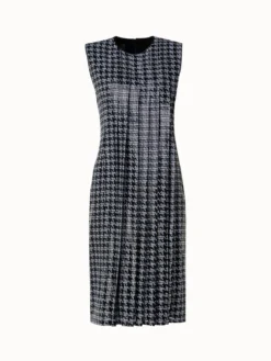 AKRIS Houndstooth Sequins On Organza Midi Dress