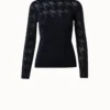 AKRIS Houndstooth Jacquard Knit Pullover