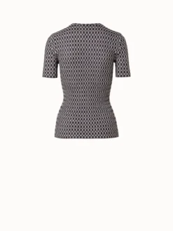 AKRIS Checked Silk Rib Knit Pullover -AKRIS Sales Store 770057