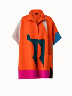 AKRIS Reversible Cashmere Knit Composed Letters Intarsia Double-Face Cape -AKRIS Sales Store 770191