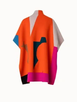 AKRIS Reversible Cashmere Knit Composed Letters Intarsia Double-Face Cape -AKRIS Sales Store 770192