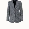AKRIS Microcheck Wool Long Jacket