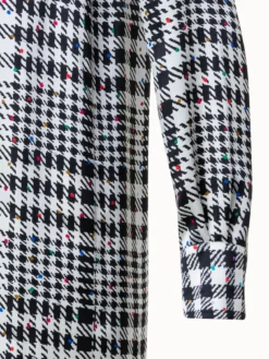 AKRIS Silk Satin Shirt Dress With Tweed Check Print -AKRIS Sales Store 770807 02651f72 65c4 488d 9697 fa22494d830f