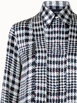 AKRIS Silk Satin Shirt Dress With Tweed Check Print -AKRIS Sales Store 770808 473b01fc ebb6 4534 8b0e d2f01cd22695