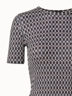 AKRIS Checked Silk Rib Knit Pullover -AKRIS Sales Store 770982