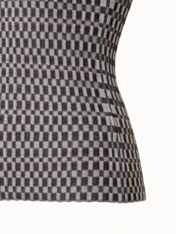 AKRIS Checked Silk Rib Knit Pullover -AKRIS Sales Store 770983