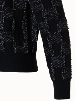 AKRIS Cashmere Cotton Square Fringe Jacquard Knit Cardigan -AKRIS Sales Store 771125