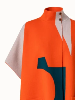 AKRIS Reversible Cashmere Knit Composed Letters Intarsia Double-Face Cape -AKRIS Sales Store 771139