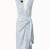 AKRIS Draped Two-Tone Sequins Dress