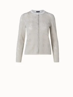 AKRIS Semitransparent Houndstooth Jacquard Knit Cardigan