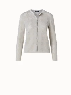 AKRIS Semitransparent Houndstooth Jacquard Knit Cardigan -AKRIS Sales Store 773445