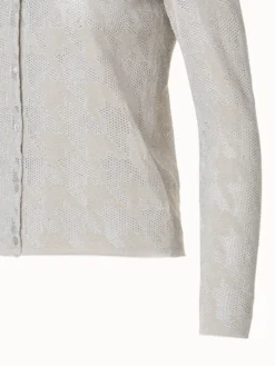 AKRIS Semitransparent Houndstooth Jacquard Knit Cardigan -AKRIS Sales Store 773446