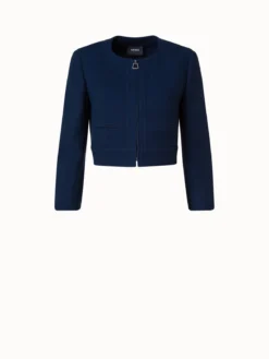 AKRIS Wool Crêpe Double-Face Short Jacket