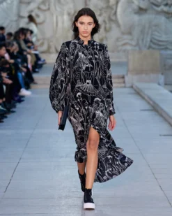 AKRIS Silk Kaftan Dress With Croquis Druck -AKRIS Sales Store 789665