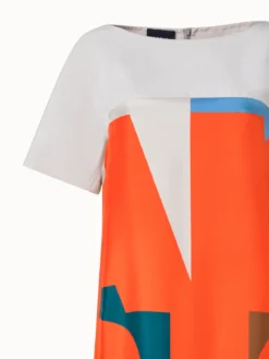 AKRIS Cotton Silk Double-Face Dress With Composed Letters Print -AKRIS Sales Store 796668