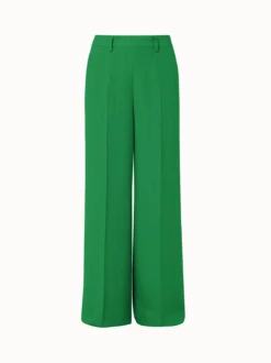 AKRIS Linen Wool Crêpe Double-Face Wide Leg Pants