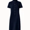 AKRIS Cotton Silk Stretch Double-Face Shirt Dress