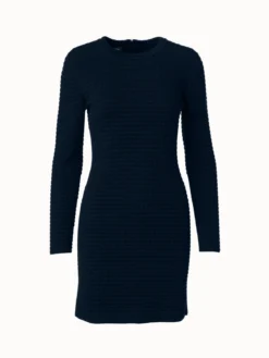 AKRIS Wool Silk 3D Trapezoid Jacquard Knit Dress