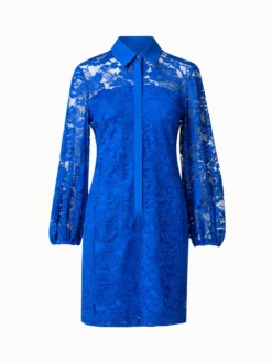 AKRIS Floral Techno Lace Shirt Dress