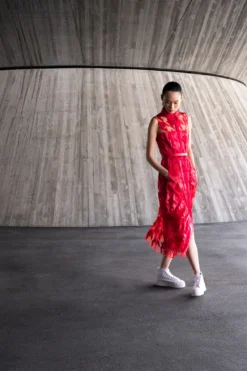 AKRIS Houndstooth Embroidery On Tulle Midi Dress 12 AKRIS Houndstooth Embroidery On Tulle Midi Dress -AKRIS Sales Store 836531