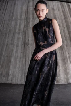 AKRIS Square Jacquard Midi Dress